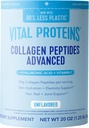 Protéines vitales Peptides de collagène Poudre avec acide hyaluronique et vitamine C, non aromatisé, 20 oz
