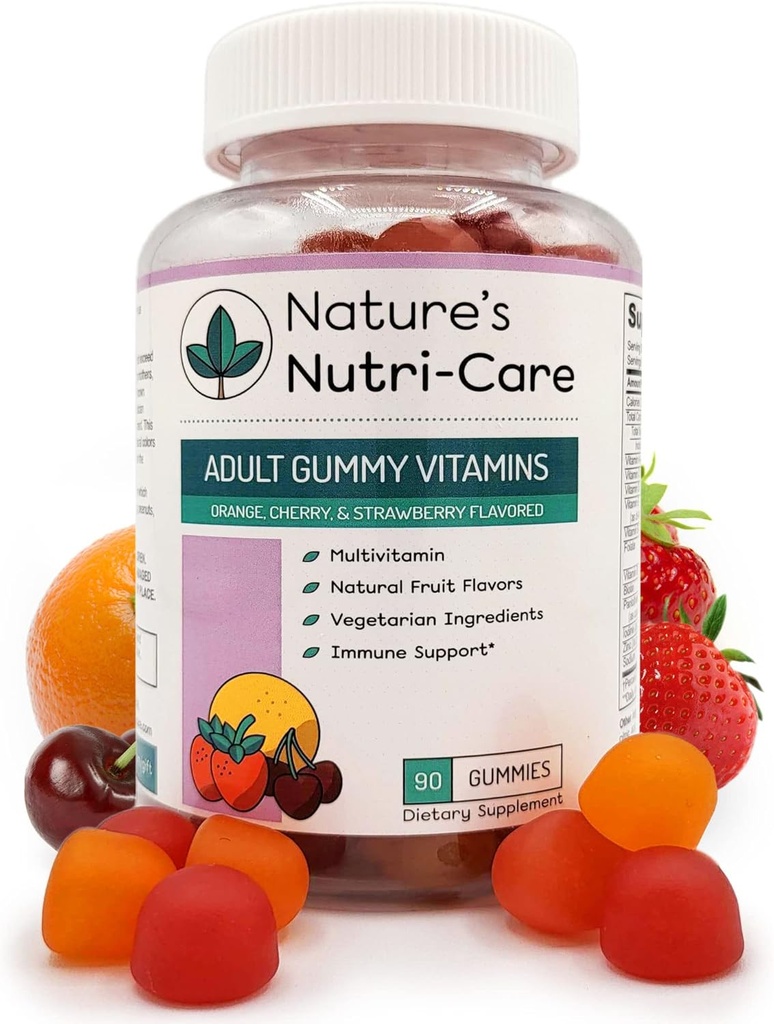 Nature Nutri-Care Gummy Vitamines - Multivitamines pour femmes, hommes Multivitamines, Vitamines à croquer pour adultes, femmes et hommes Multi Suppléments, Gummy Végétarien Naturel, Fabriqué aux États-Unis