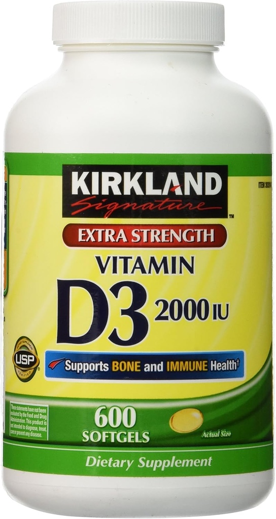 Kirkland Extra Strength Vitamine D-3 2000 UI 600 Gels doux
