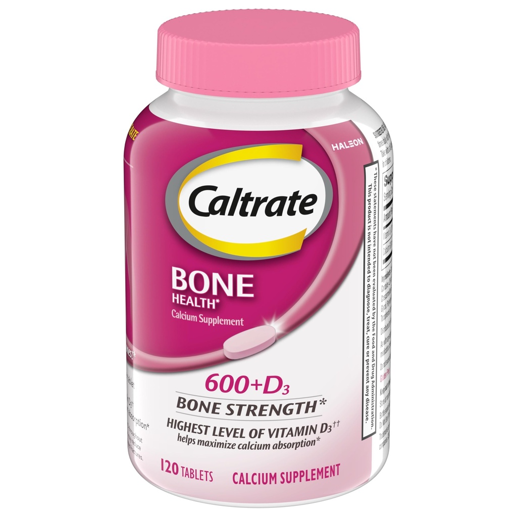 Caltrate 600 Plus D3 Comprimés de supplément de calcium et de vitamine D, suppléments de santé os pour adultes - 120 Nombre