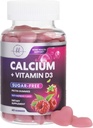 Suppléments de calcium pour les femmes - Gommies de calcium sans sucre avec vitamine D3 pour la force osseuse, les dents et le soutien de la santé immunitaire, croustilles naturelles pour les femmes et les hommes - Aromatisés aux framboises et non-OGM - 60 Gommies