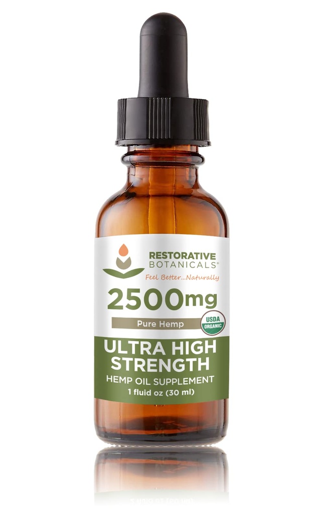 Supplément d'huile de chanvre ultra-haute résistance pour le corps et l'esprit - USDA certifié biologique - Saveur naturelle - 2500mg - chanvre pur (1oz/30ml) 60 portions - soulagement du stress calmant