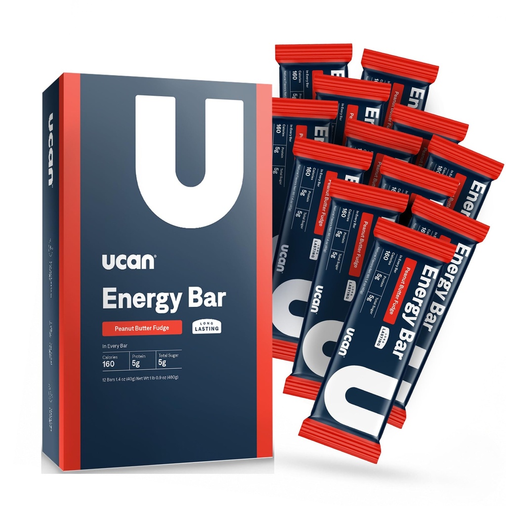UCAN Energy Snack Bars, beurre d'arachide, tout naturel, faible sucre, non-OGM, sans gluten, céto-friendly (12 pack, 1,4 onces)