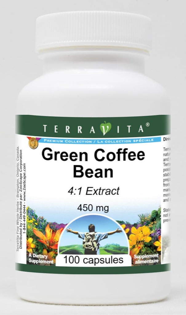 Extrait de café vert 4:1 - 450 mg (100 capsules, ZIN: 523280)