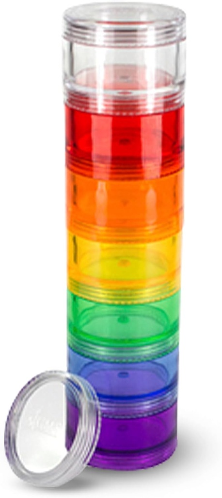 7 Day Medicine Pill Organizer - Stackable Pill Box - Fits Small Tablets & Vitamin Supplements, Keep Your Daily Medicine Organized in One Place - Medium - Rainbow