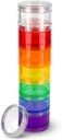 Organisateur de pilules de médicaments de 7 jours - Boîte à pilules empilables - Convient aux petits comprimés et suppléments de vitamine, Gardez votre médicament quotidien organisé en un seul endroit - Moyen - Rainbow