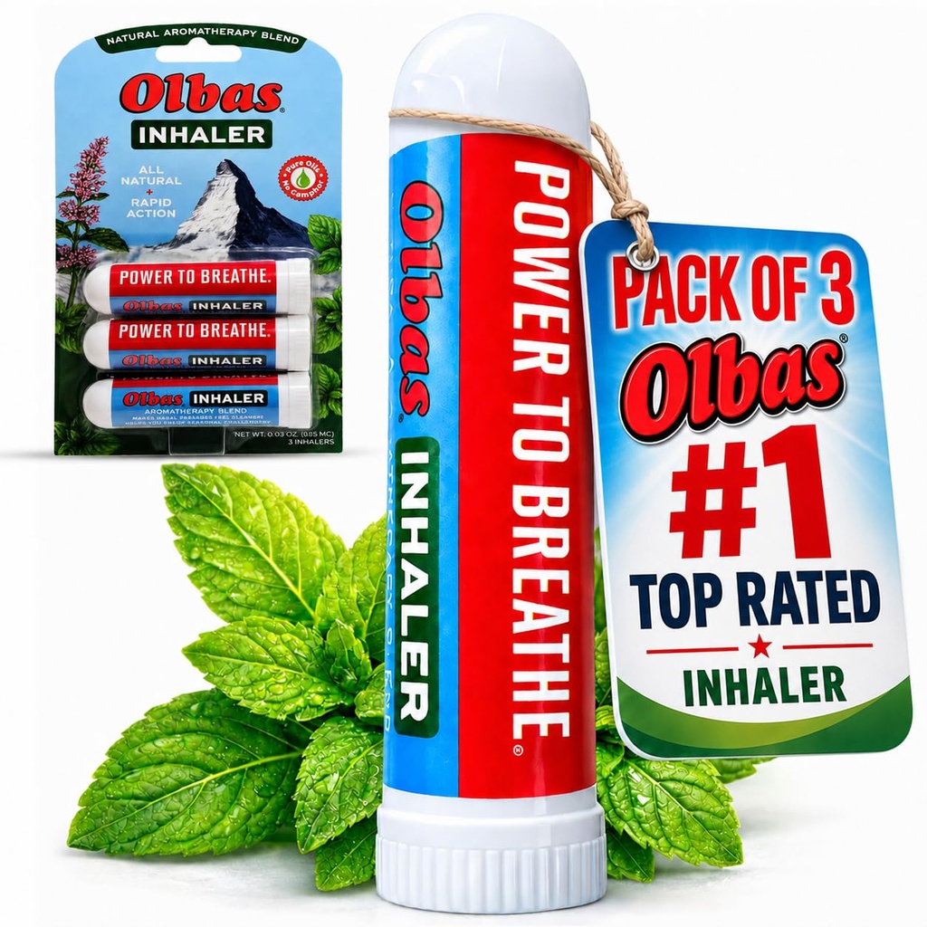 Inhalateur de soulagement nasal Olbas Aromathérapie/Inhalateur aromatique, 0,01 Oz, 3-Pack