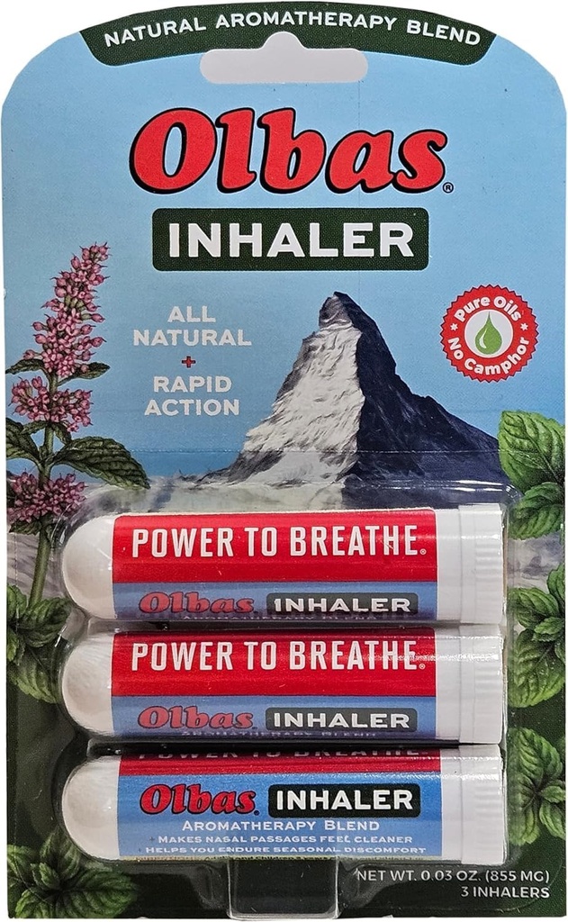 Inhalateur de soulagement nasal Olbas Aromathérapie/Inhalateur aromatique, 0,01 Oz, 3-Pack