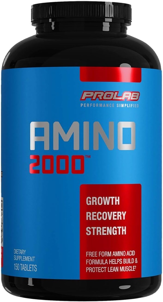 Prolab Amino 2000 Supplément aux acides aminés essentiels, mélange BCAA à haute puissance pour le soutien musculaire et la récupération (150 comprimés)