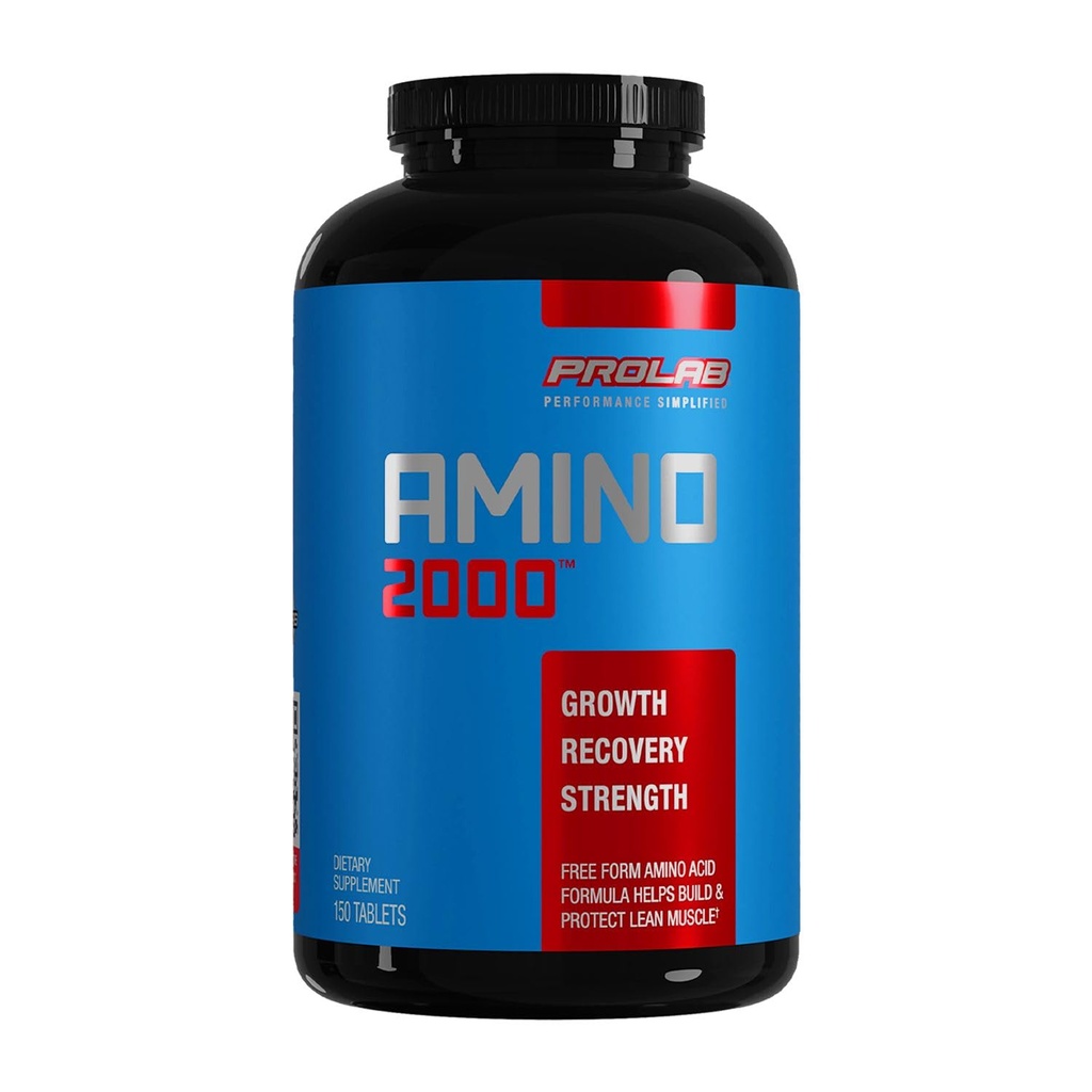 Prolab Amino 2000 Supplément aux acides aminés essentiels, mélange BCAA à haute puissance pour le soutien musculaire et la récupération (150 comprimés)