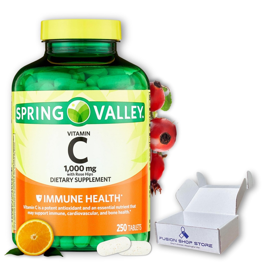 FUSION STOP STORE Des choix intelligents, une vie significative ! Vitamine C 1000mg- avec comprimés de HIPS Rose, 250 Nombre (paquet de 1)