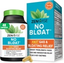 Zenwise Health No Bloat Enzymes digestifs pour Gut Health, Gas & Bloating Relief - Supplément digestion multienzymes avec probiotiques, gingembre, dandelion et lactase curcuma - Hommes et femmes - 48 Comte