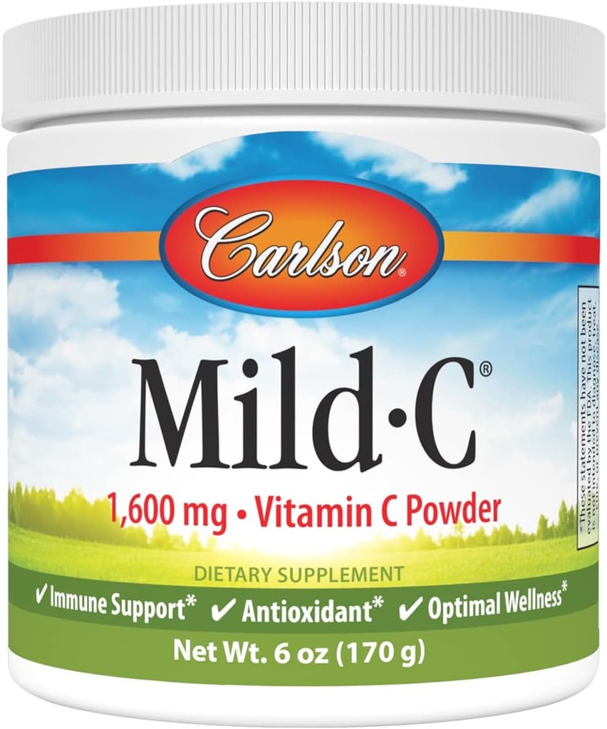 Carlson - Mild-C, poudre de vitamine C, soutient la fonction immunitaire saine, 6 oz (170 g)