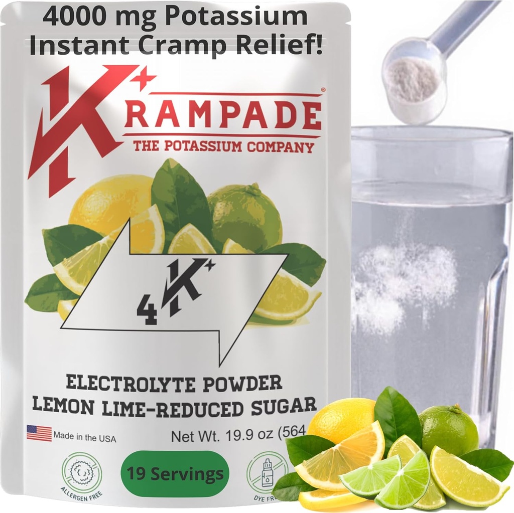 Supplément potassique en poudre de Krampade électrolytes - 4000 mg K+, >4X Plus que de l'eau de coco