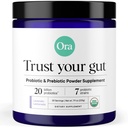 Supplément de poudre bio prébiotique et probiotique Ora - 20 milliards de probiotiques, 7 souches pour la meilleure poudre prébiotique, non OGM, probiotiques pour les femmes, les hommes et les enfants - Lavande Lemonade Saveur, 30 portions