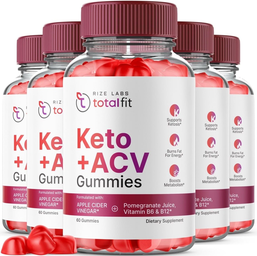 rize labs Total Fit Keto and ACV Gummies, Supplement to Lose Belly Fat for Advanced Weight Loss, Maximum Strength Formula - Pack of 5(300 Gummies)