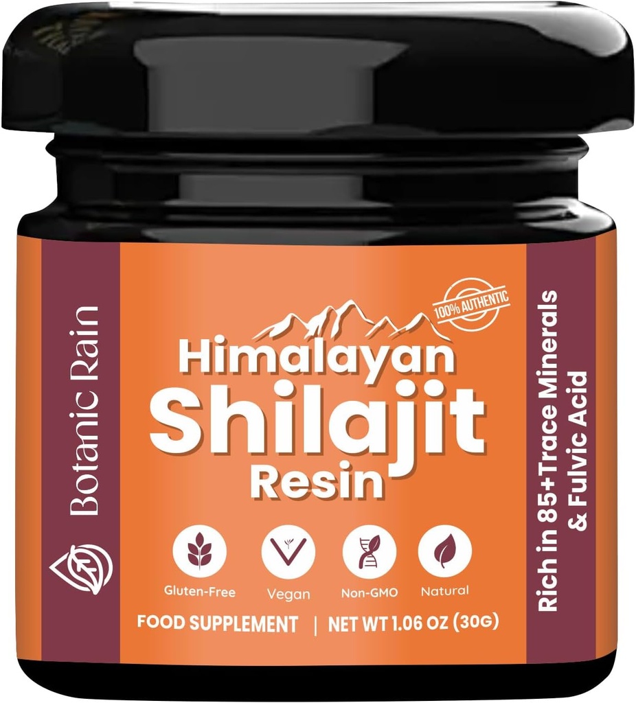 Résine pure Himalayan Shilajit pour les hommes et les femmes, 85+ Trace Minerals, 75%+ Acid Fulvic pour l'énergie Boost & Immune Support, Himalayan Resin Ayurveda Produit - 1,06 oz