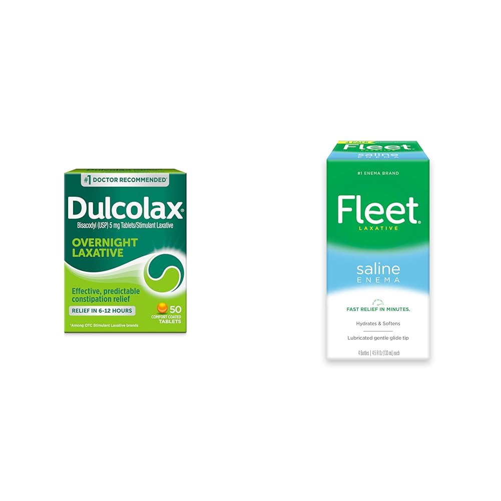 Dulcolax Overnight Relief Laxative 50 Comte & Fleet Lavement Saline Adult Constipation Relief 4 Bouteilles
