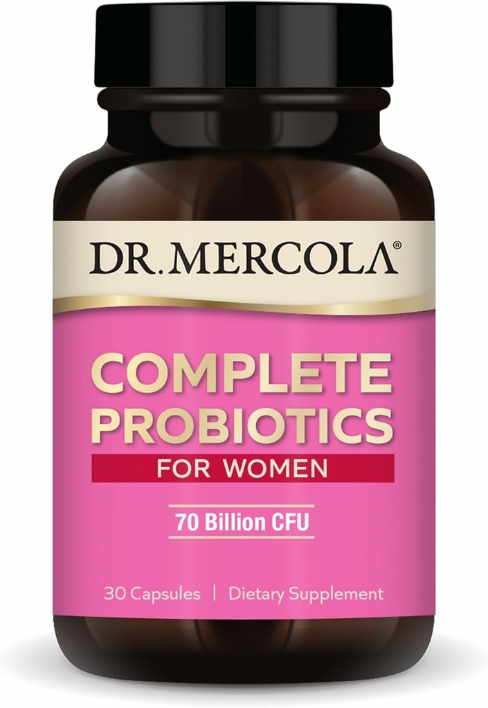 Dr Mercola Complete Probiotics for Women - Supports Gut, Vaginal & Immune Health - Contient Lactobacillus Strains - Non-OGM, sans gluten et sans soja - 30 capsules (30 portions)