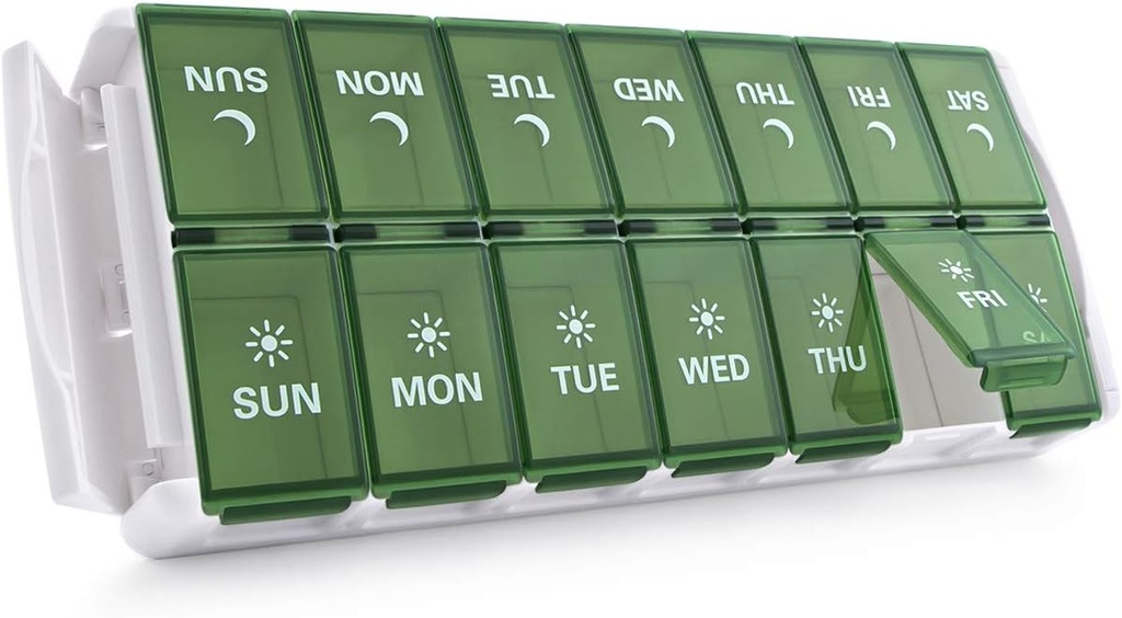 TookMag Weekly Medicine Pill Organizer 2 Times a Day, Easy Fill AM PM Pill Box, Large Capacity Quick-Refill 7 Day Pill Cases for Pills/Vitamin/Fish Oil/Supplements (Patent Registered)