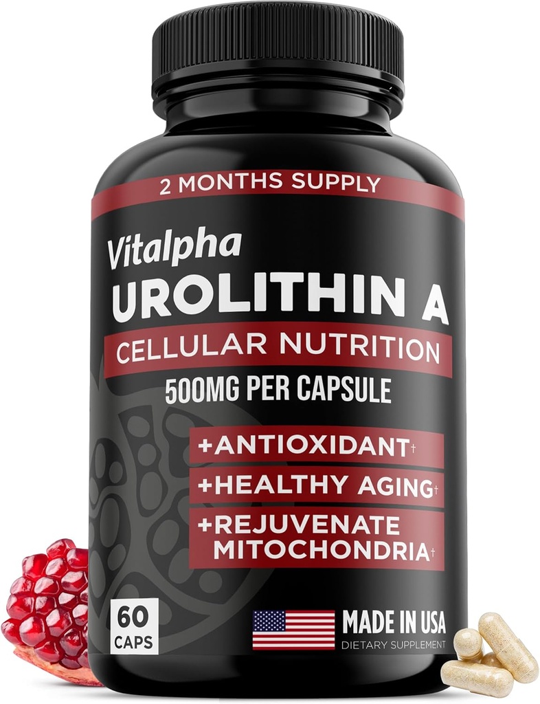 Anti-Aging Urolithin Un supplément - Pure & Powerful Antioxydant Protection Mitochondrial Suppléments - Natural Energy Boost - Mitochondrial Health & Cell Repair Support for Men & Women - 60 capsules