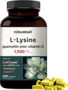 NatureBell L-Lysine 1 000mg Capsules + Quercetin 250mg avec vitamine C et zinc, 240 Count.