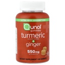 Gummies Turmérique et Gingembre Qunol, Gummy avec 500mg Turmérique + 50mg Gingembre, Supplément de soutien, Tumerique ultra-haute absorption et Gingembre, Vegan, Sans gluten, 1 mois d'approvisionnement 60ct Gummies