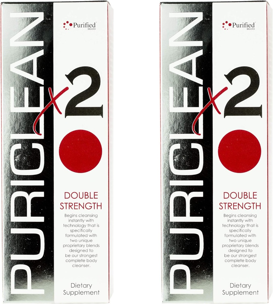 Wellgenix Puriglean x2 Detox Cleanse - Double Strength Deep System Cleanser - Formulé avec deux mélanges exclusifs uniques pour le nettoyant le plus fort, supprimer les toxines - 16 oz, 4 capsules, 2 pack