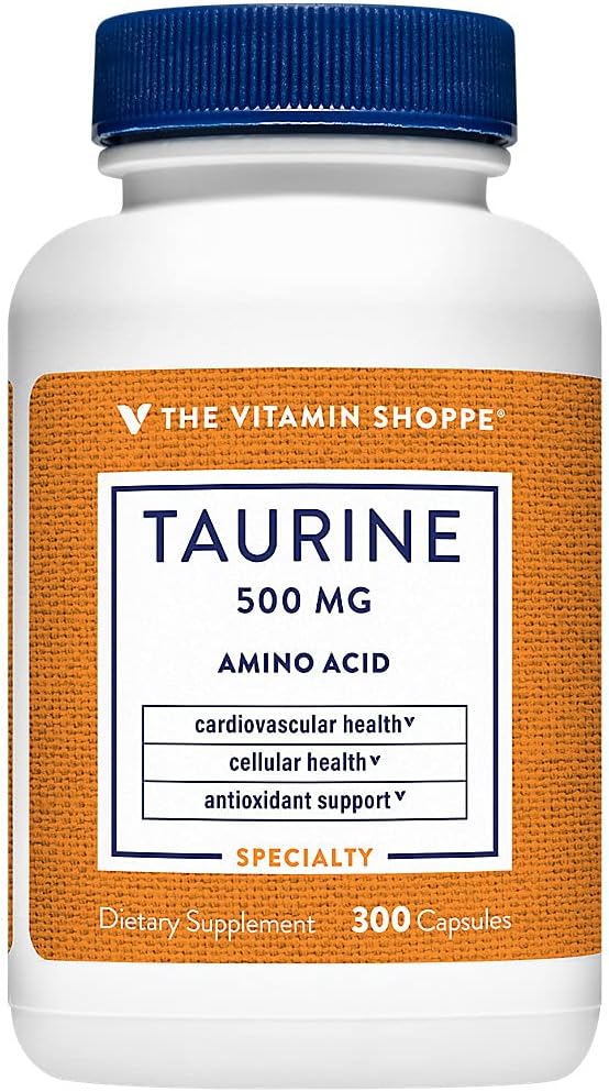 La Vitamine Shoppe Taurine 500MG, acide amino de forme libre avec vitamine B6, (300 capsules)