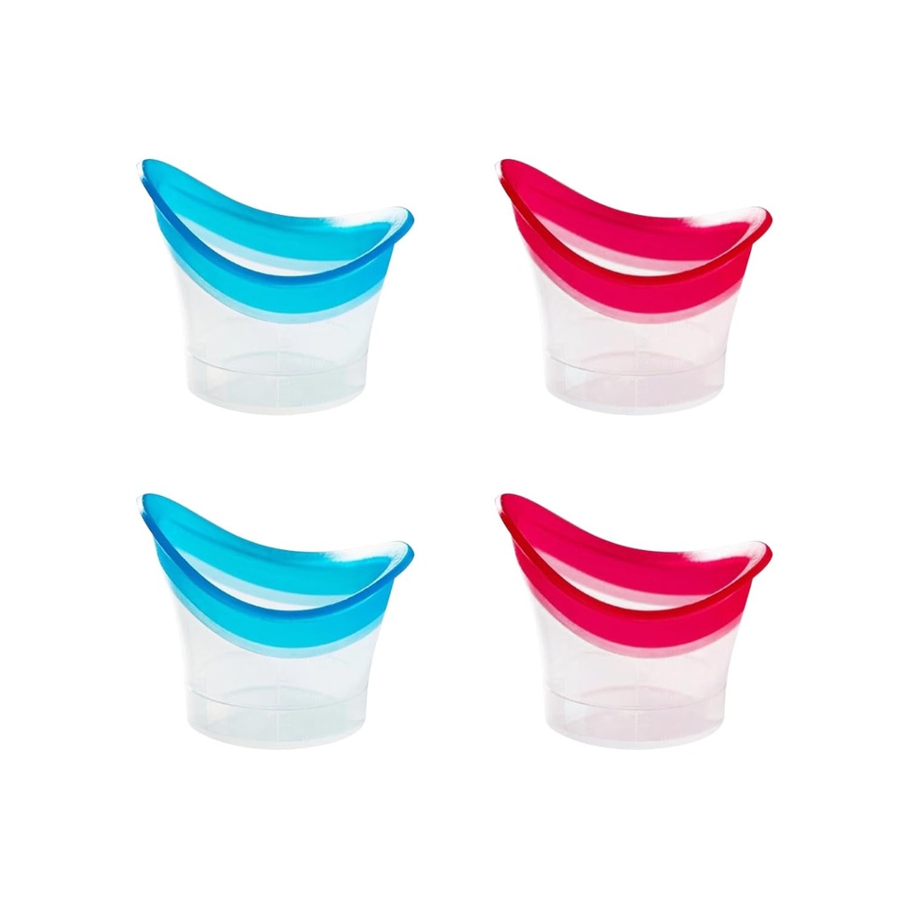BRBASAP Eye Wash Cup 4Pack Eye Wash Kit bain Silicone Eyelash Lid Soin pour les yeux secs fatigués Solution efficace de nettoyage des yeux avec contenant de stockage Apaisant yeux fatigués (bleu et rose)