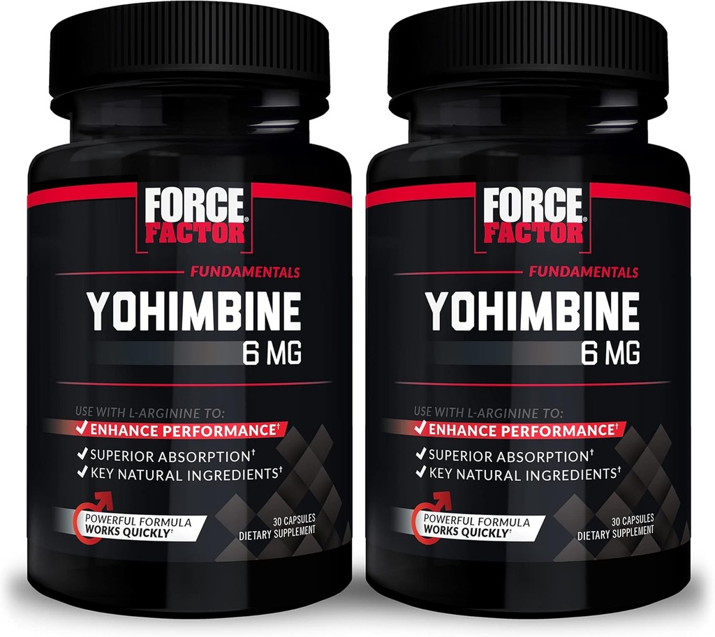 Facteur de force Yohimbine supplément pour les hommes, Yohimbe Extrait d'écorce avec absorption supérieure pour améliorer la performance, 6mg Yohimbine pilules d'écorce avec ingrédients naturels clés, 30 Compte (paquet de 2)