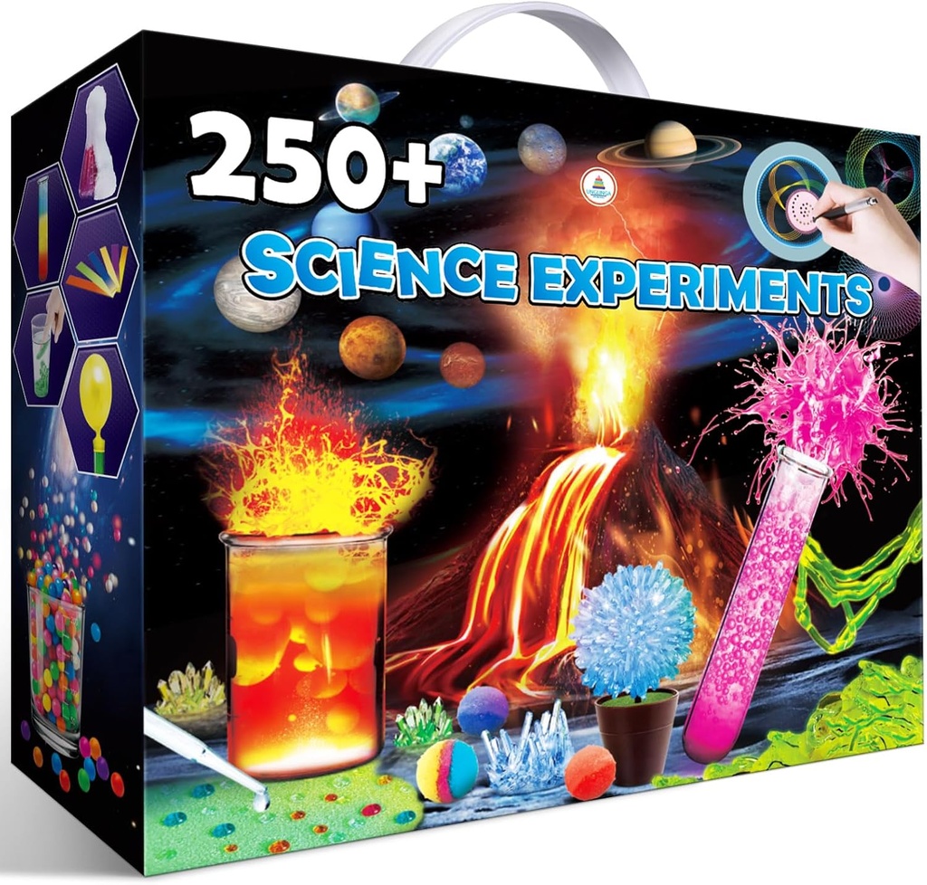 UNGLINGA 250+ Kits d'expériences scientifiques pour enfants, garçons et filles Jouets Cadeaux d'anniversaire Idées, Ensemble de chimie, S.T.E.M Activités Projet éducatif, Kit scientifique Volcan