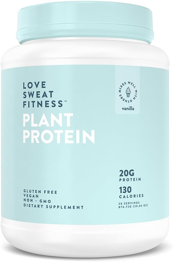 Love Sweat Fitness Bio Vegan Protéines Poudre de Vanille 28 portions, 20g de protéines, Pas de sucre, Vegan, Sans gluten, Non-OGM