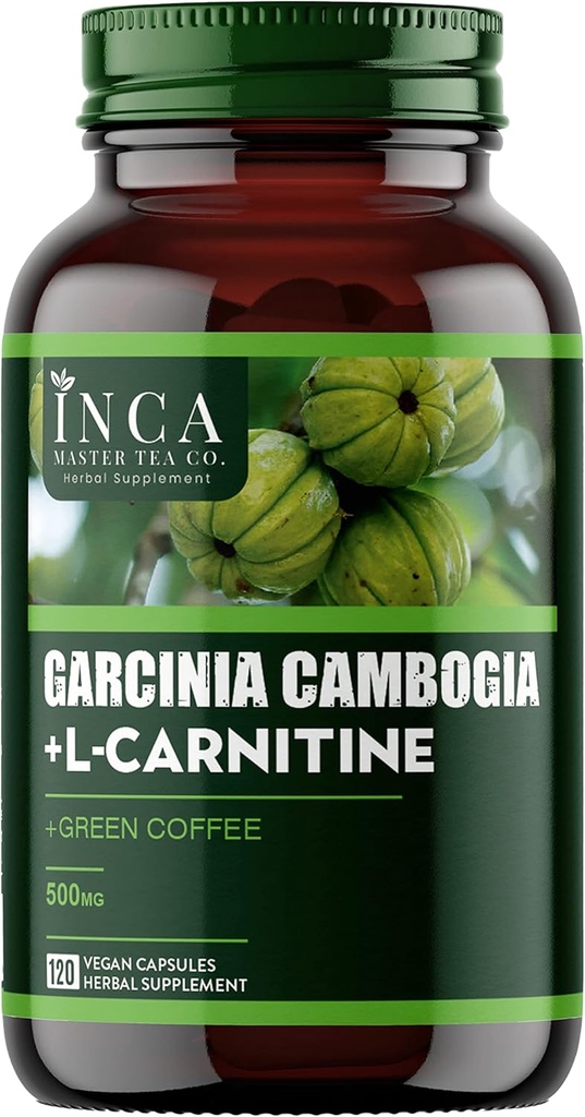 INCA MASTER TEA - 1600mg Garcinia Cambogia & L-Carnitine Complex - Belly Fat Burner pour les femmes et les hommes - 120 pilules de haute puissance Diet Pills - Fast Aging Best Hunger Suppressant for Your Fitness