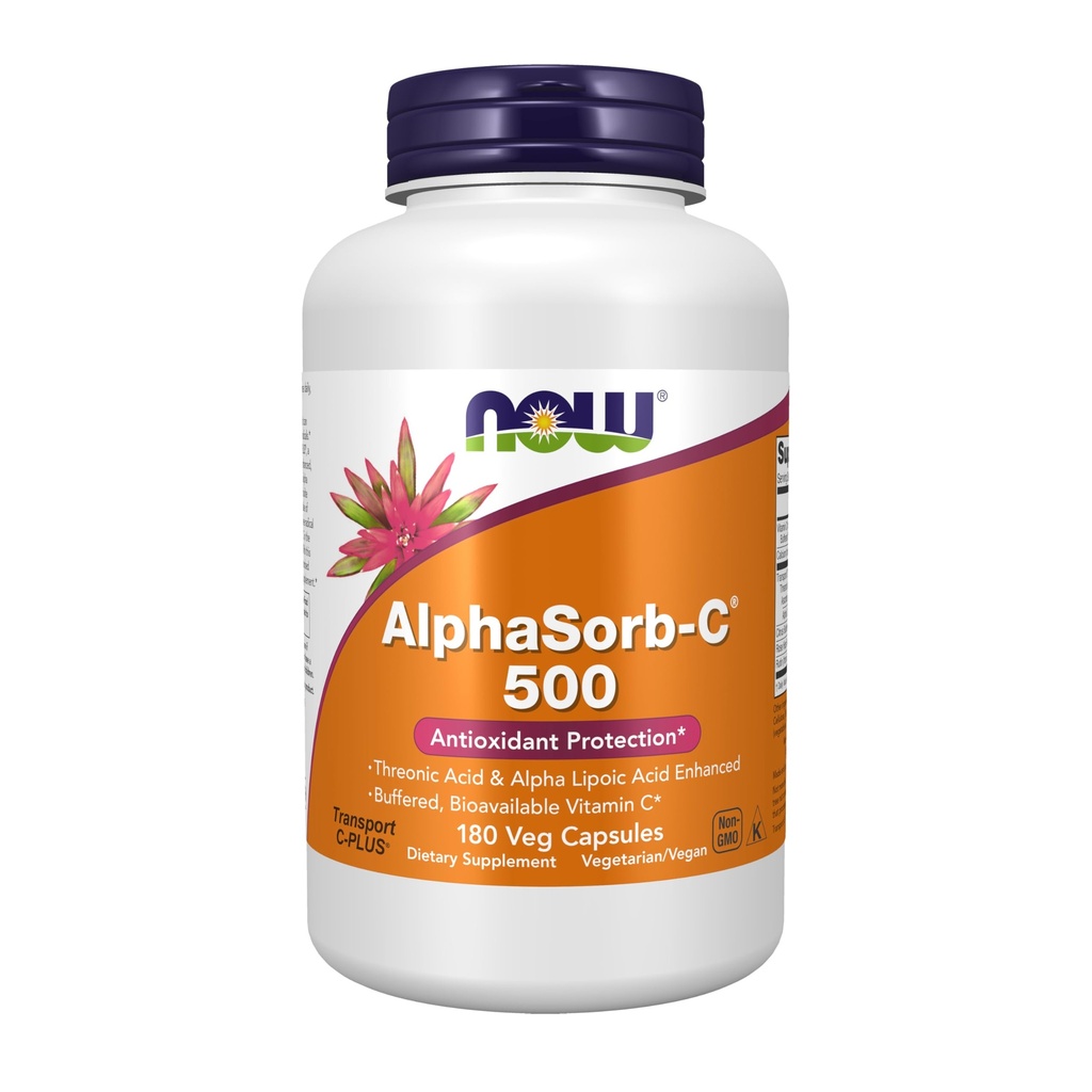MAINTENANT Aliments suppléments, AlphaSorb-CTM 500 mg avec acide thréonique et acide alpha lipoïque amélioré, 180 gélules