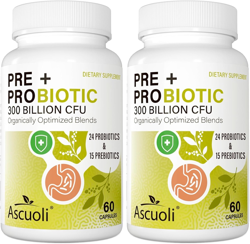 Probiotiques pour les femmes et les hommes - 300 milliards CFU, 24 souches + 15 herbes biologiques mélange de prébiotiques, probiotique quotidien pour la santé digestive, immune, Gut, Bloating - 120 Capsule végétarienne (120 jours d'approvisionnement)