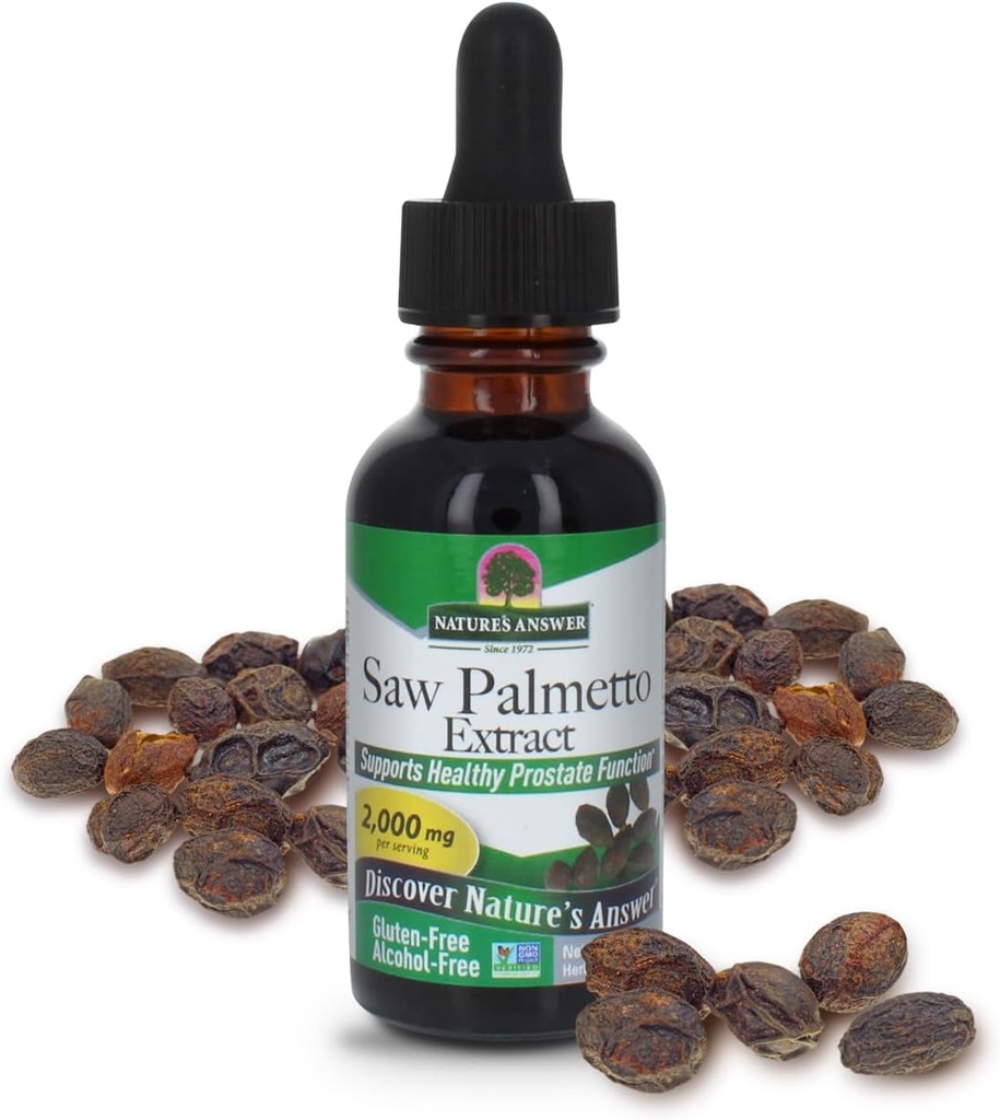 Nature's Answer Alcohol-Free Saw Palmetto Berry Extract, 1-Fluid Ounce | Prostate Support | Natural Urinary Health | Promotes Hair Growth
