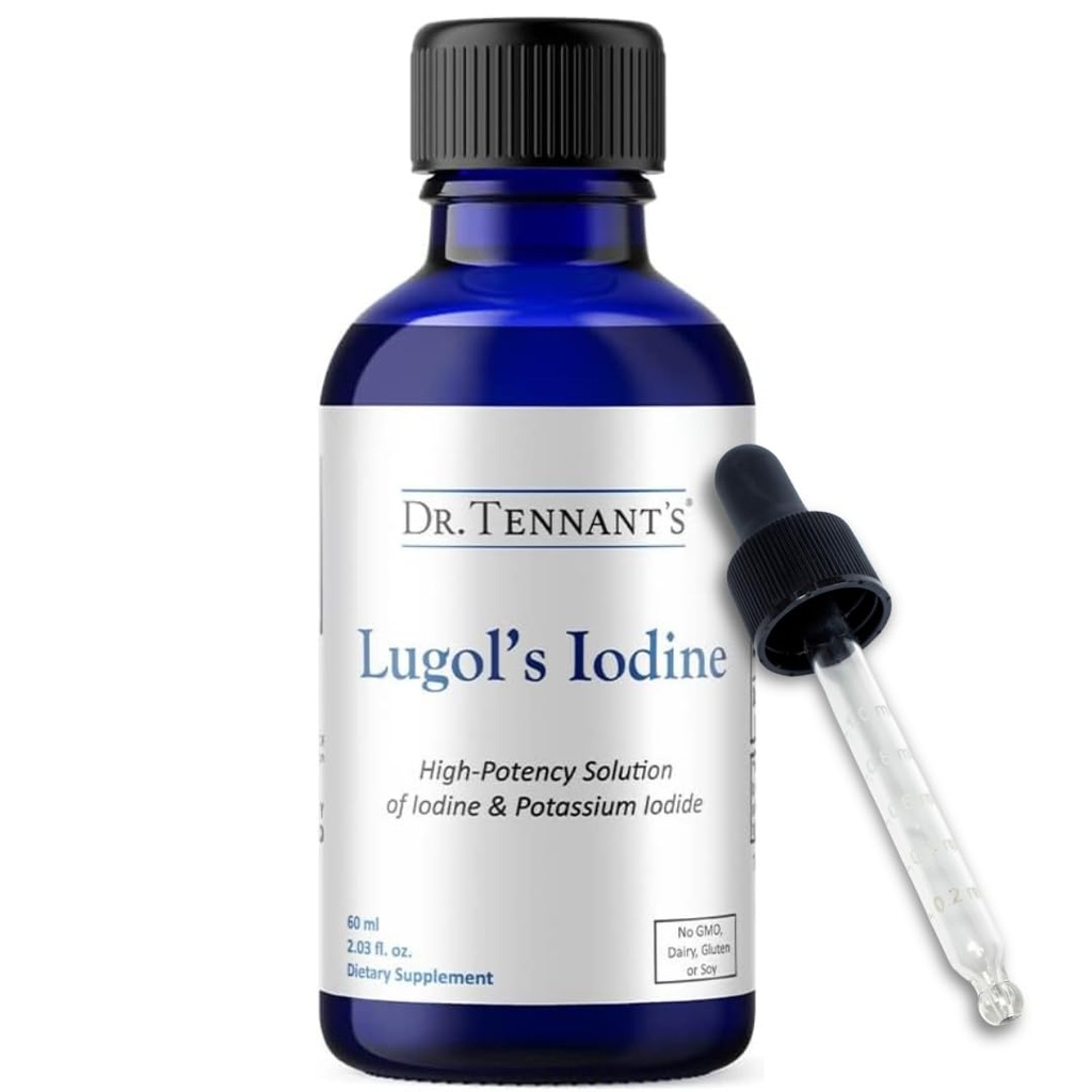 Liquid Lugol's Iodine Supplement 2% | Potassium Iodide Formula | Thyroid & Hormonal Balance Support | 2 Fl Oz with Dropper | 240 Servings | Dr. Tennant's