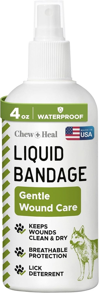 Bandeau liquide pour chiens - Spray de 4 oz avec aloe - Soins pour chiens, y compris découpes, éraflures et piqûres - Respirant et imperméable