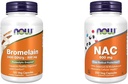 MAINTENANT Suppléments, Bromelain 2 400 GDU/g - 500 mg, Enzyme protéolytique naturelle*, 120 capsules et suppléments de légumes, NAC 600 mg avec sélénium et molybdène, 250 capsules de légumes