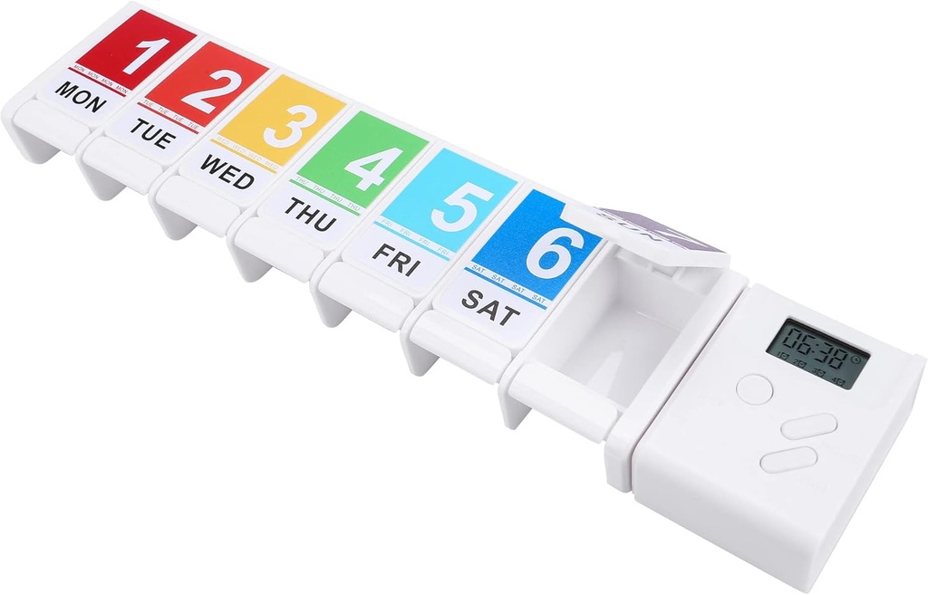 CozyCabin Organisateur de pilules de 7 jours avec rappel d'alarme, Portable Weekly Pill Box Organisateur de petite médecine Organisateur de suppléments de vitamines Huile de poisson et arthrite Friendly