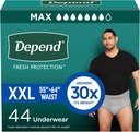 Depend Fresh Protection Couches adultes, Incontinence Sous-vêtements pour hommes, Jetable, Maximum, Extra-Extra-Grand, Gris, 44 Compte (2 Packs de 22), Emballage Mai Varier