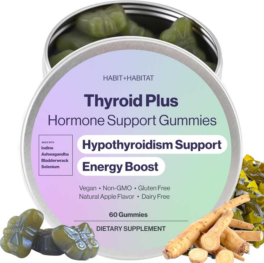 Thyroid Plus Gummies - Ashwaganda, Iodine, Bladderwrack, Kelp, and Schisandra