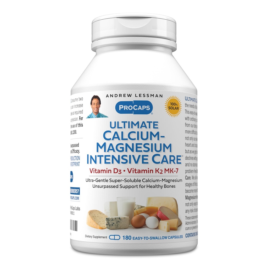 ANDREW MOINSMAN Ultimate Calcium-Magnésium Intensive Care with Vitamine D3 & K2 MK7-120 mcg - 180 Capsules – Bone and Skeleton Health Essentials. Doucement, facile à avaler, super soluble. Aucun additif