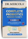 Dr Mercola Complete Probiotics Powder Packets, 30 portions (30 packets), 70 milliards CFU, Flaveur de framboise naturelle, supplément alimentaire, soutien digestif et immunitaire, non-OGM