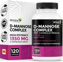 Renouveler Actives Complexe D-mannose et canneberge à haute puissance 1000MG par 2 capsules – avec Extraits d'Hibiscus et de Dandelion – Mélange antioxydant – Pas de arômes artificiels - Fabriqué au Canada - 120 capsules