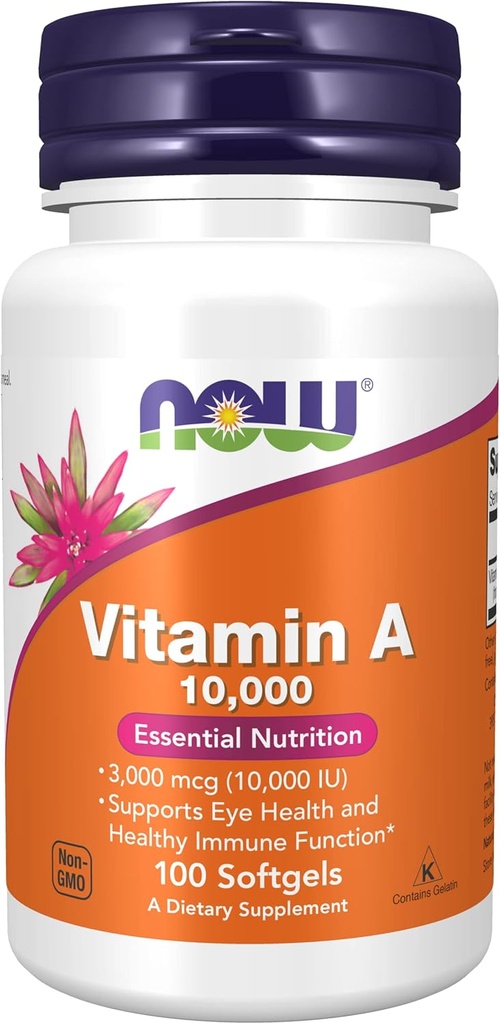 Vitamine A 10000 UI, 100 gels par les aliments actuels (paquet de 3)