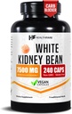 Healthfare White Rein Bean Extract 7500mg , 240 Capsules Vegan , formule concentrée extra-résistance , Supplément à base de plantes pour le support des glucides et de la digestion , sans OGM , sans gluten , Fabriqué aux États-Unis