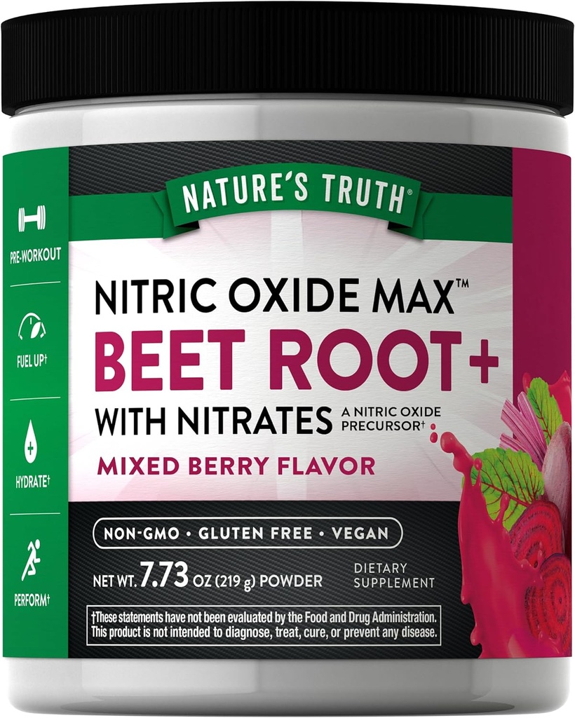 Nature's Truth Beet Root Powder, supplément à l'oxyde nitrique pour les hommes et les femmes.