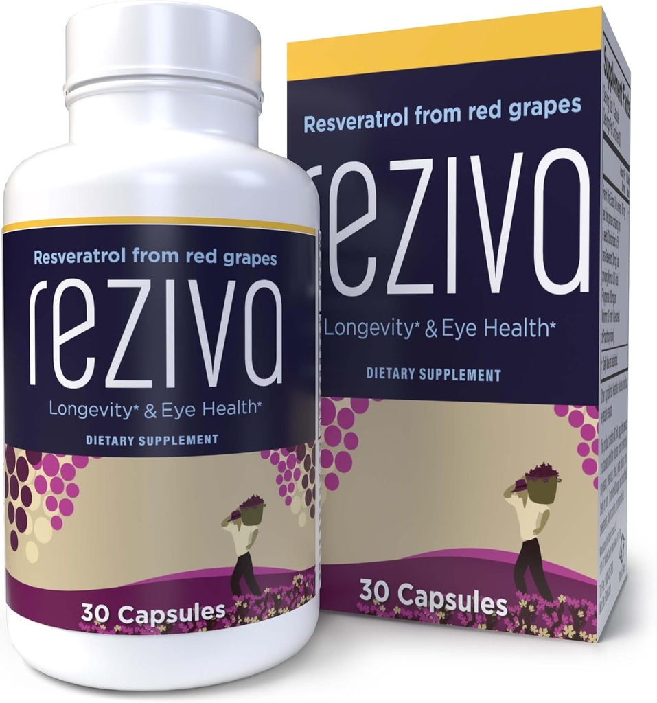 Reziva Resveratrol Supplement - Ultra High Potency & Doctor Formulé - Transresveratrol Supplements - Graines avec resveratrol - Pour la longévité, la santé des yeux et, dans l'ensemble bien-être - 30 capsules de veg